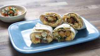 Bacon, Eggs, Taco Tots Burritos