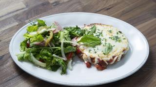 Roasted Chicken Parm Meatball Patties and Salami Salad