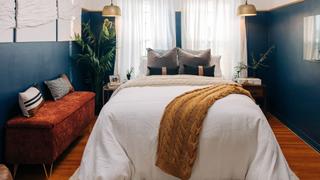 A Bold & Bougie Blue Bedroom