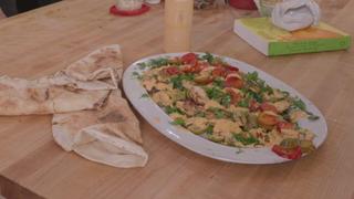 Charred Mediterranean Chicken Salad With Olives and Tahini Yogurt Sauce