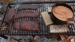 South Carolina Peach-Glazed Ribs with Rice Middlins