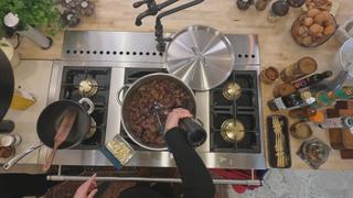 Red Wine Beef Stew Over Polenta
