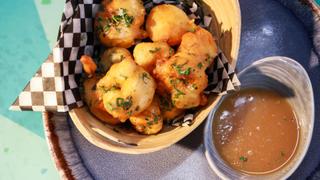 Bok Choy, Duck, Shrimp Fritters, and Pot Roast