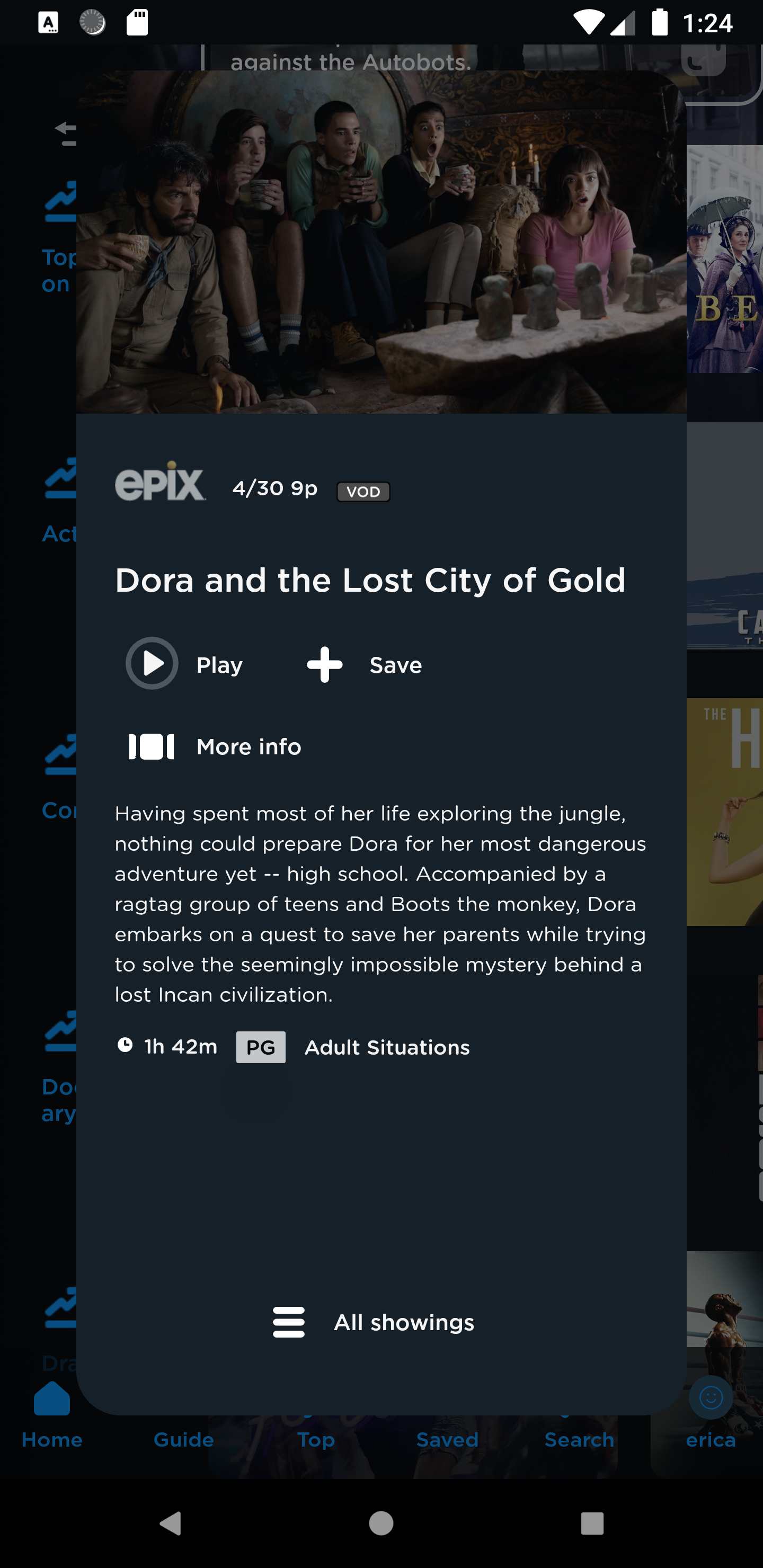 'Screenshot of Dora and the Lost City of Gold on EPIX, Android Mobile'