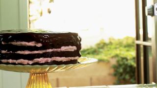 Chocolate Ganache Cake with Strawberry Frosting