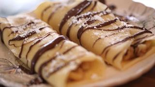 Chocolate Banana Bourbon Crepes