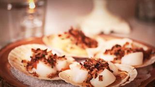 Baked Scallops with Spanish Ham