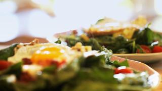 Warm Spinach Salad, Bacon and Fried Egg