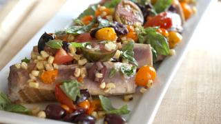 Seared Ahi Tuna With Warm Veggie Salad