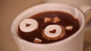 Liesl's Peanut Butter Hot Chocolate with Heart Shaped Marshmallows