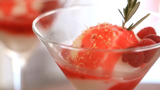 Lemon Sorbet with Raspberry Puree